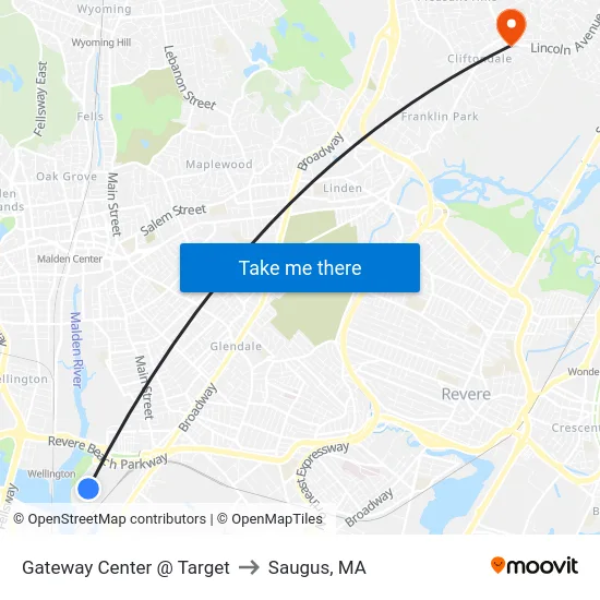Gateway Center @ Target to Saugus, MA map