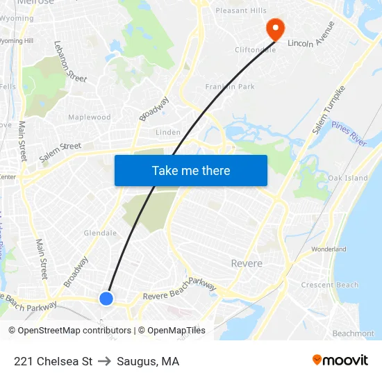221 Chelsea St to Saugus, MA map