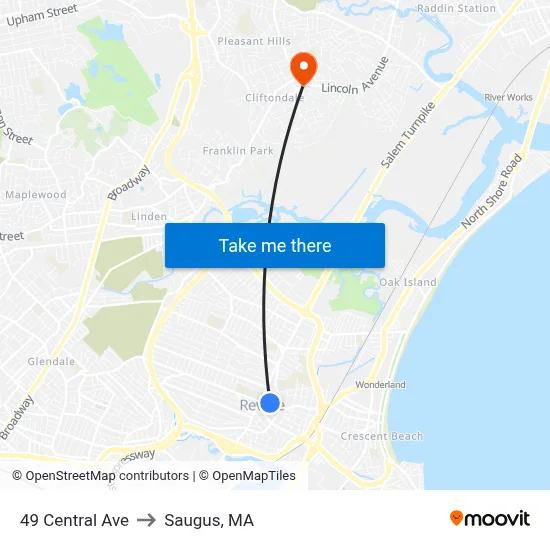 49 Central Ave to Saugus, MA map