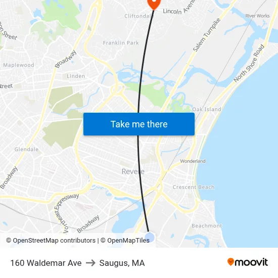 160 Waldemar Ave to Saugus, MA map
