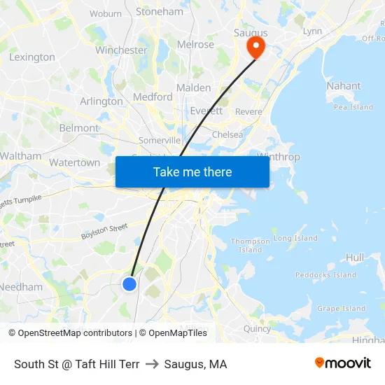 South St @ Taft Hill Terr to Saugus, MA map