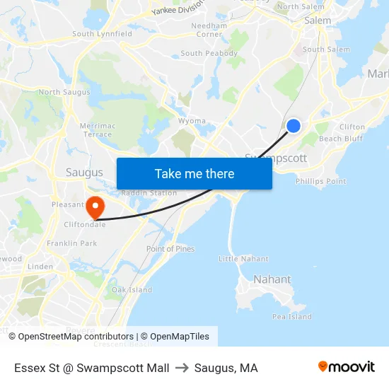 Essex St @ Swampscott Mall to Saugus, MA map