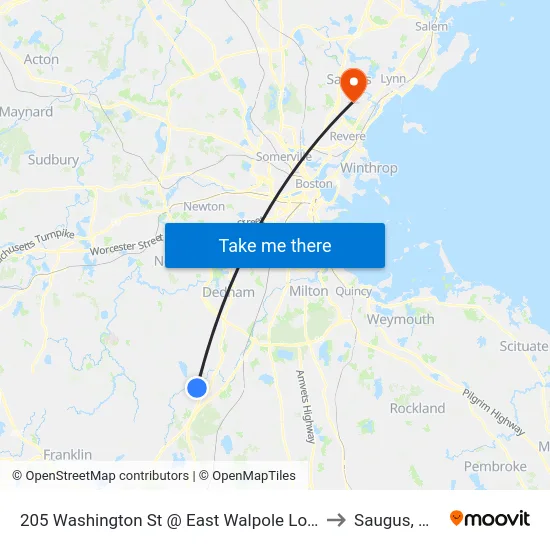 205 Washington St @ East Walpole Loop to Saugus, MA map