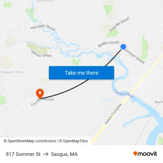 817 Summer St to Saugus, MA map