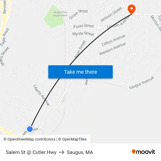 Salem St @ Cutler Hwy to Saugus, MA map