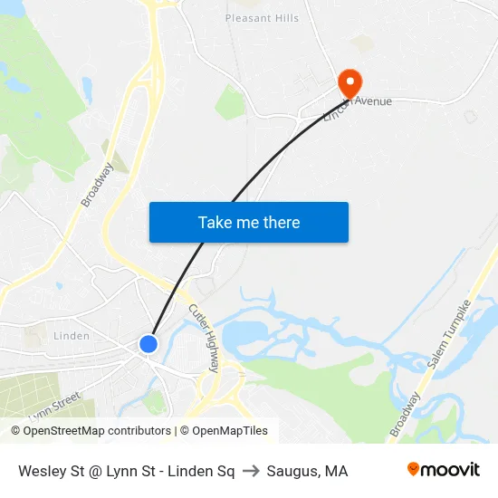 Wesley St @ Lynn St - Linden Sq to Saugus, MA map