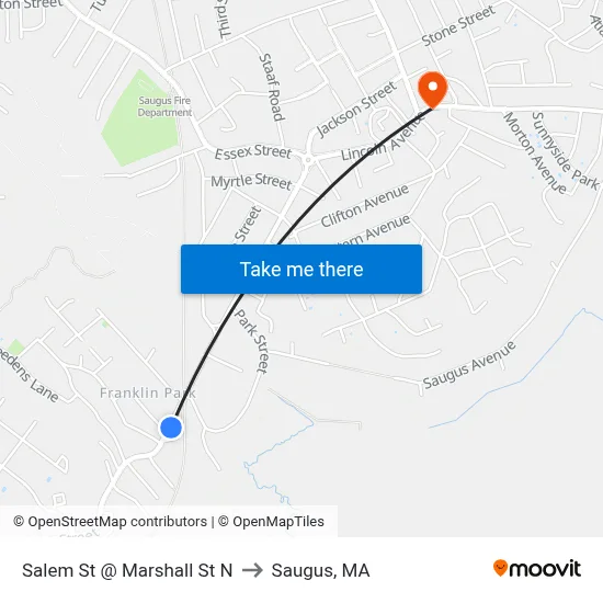Salem St @ Marshall St N to Saugus, MA map