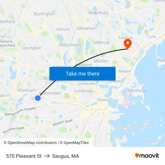 570 Pleasant St to Saugus, MA map