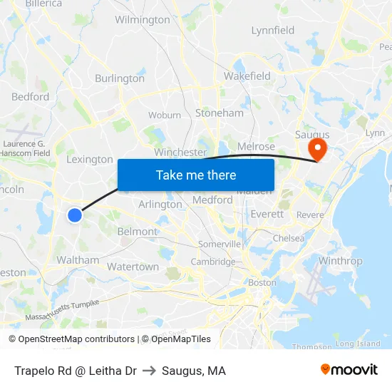 Trapelo Rd @ Leitha Dr to Saugus, MA map