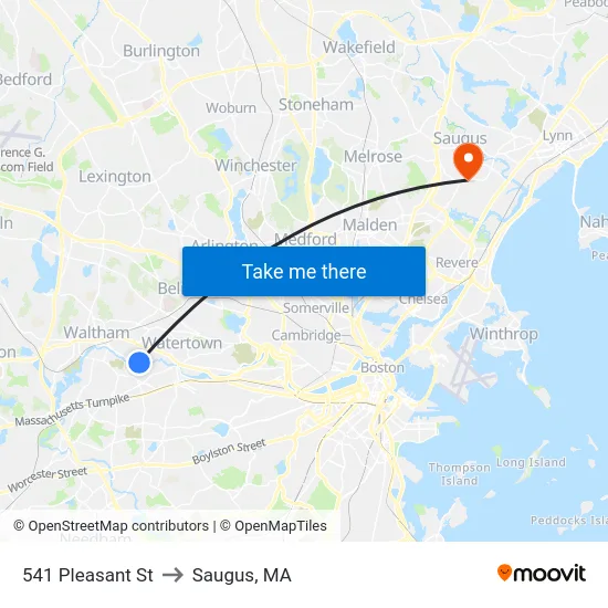 541 Pleasant St to Saugus, MA map