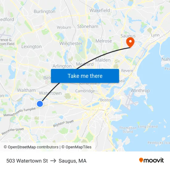 503 Watertown St to Saugus, MA map
