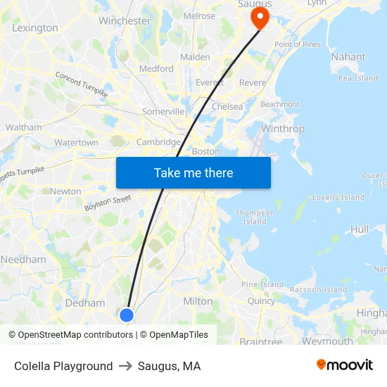 Colella Playground to Saugus, MA map