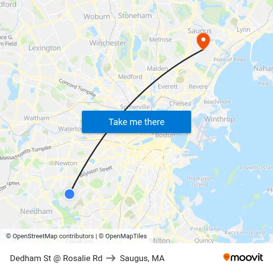 Dedham St @ Rosalie Rd to Saugus, MA map