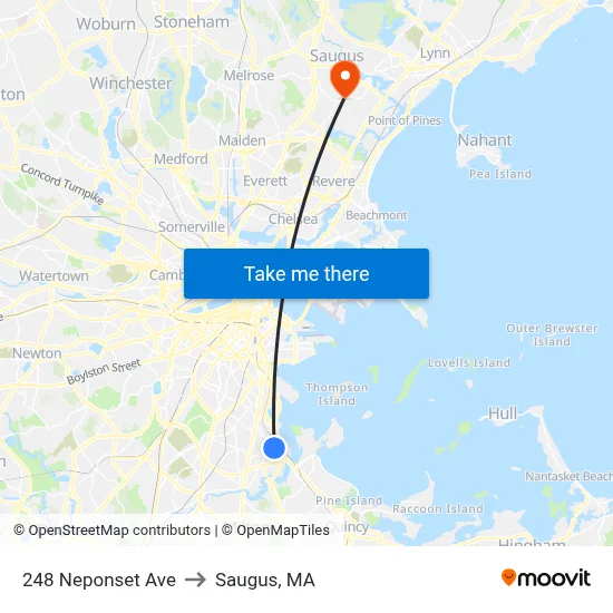 248 Neponset Ave to Saugus, MA map