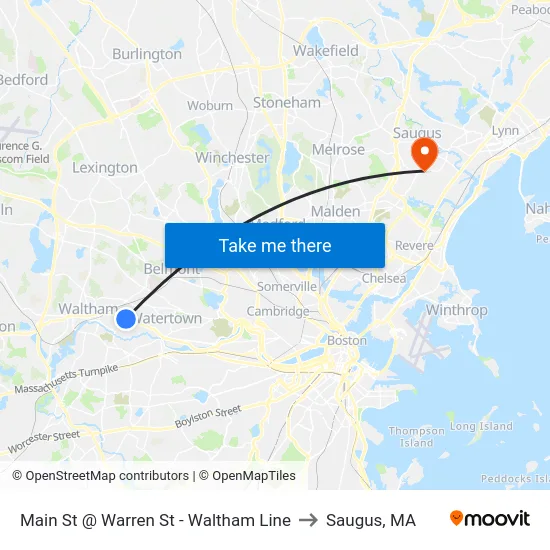 Main St @ Warren St - Waltham Line to Saugus, MA map