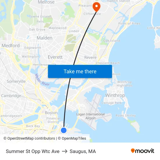 Summer St Opp Wtc Ave to Saugus, MA map