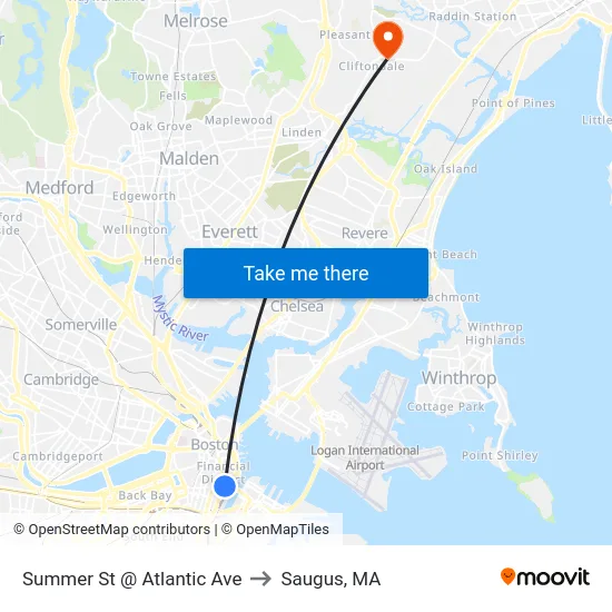 Summer St @ Atlantic Ave to Saugus, MA map
