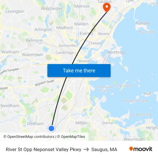 River St Opp Neponset Valley Pkwy to Saugus, MA map