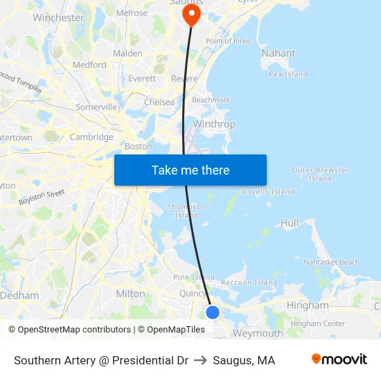 Southern Artery @ Presidential Dr to Saugus, MA map