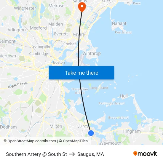 Southern Artery @ South St to Saugus, MA map