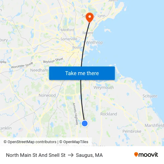 North Main St And Snell St to Saugus, MA map