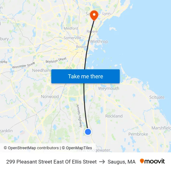 299 Pleasant Street East Of Ellis Street to Saugus, MA map