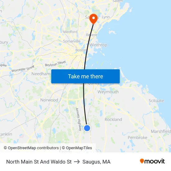 North Main St And Waldo St to Saugus, MA map