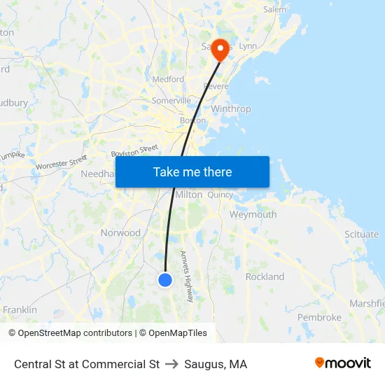 Central St at Commercial St to Saugus, MA map