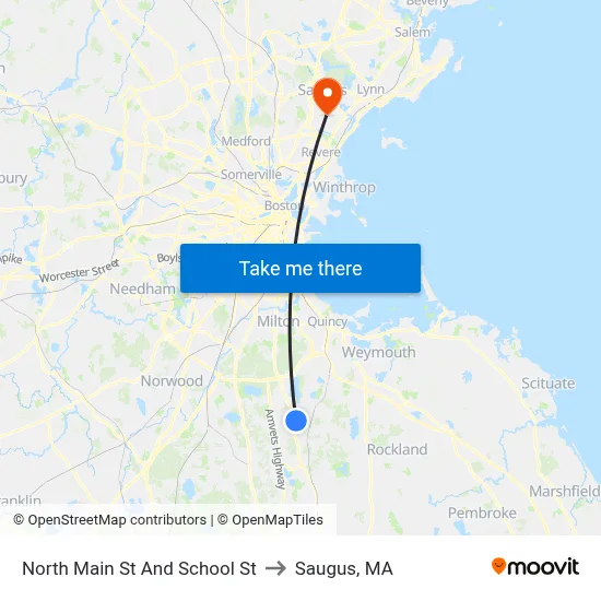 North Main St And School St to Saugus, MA map