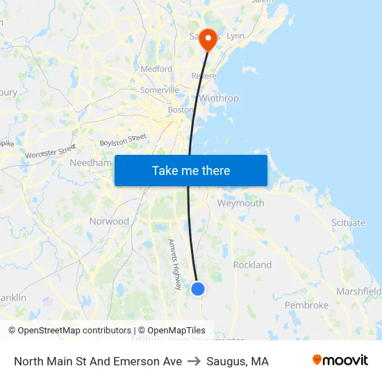 North Main St And Emerson Ave to Saugus, MA map