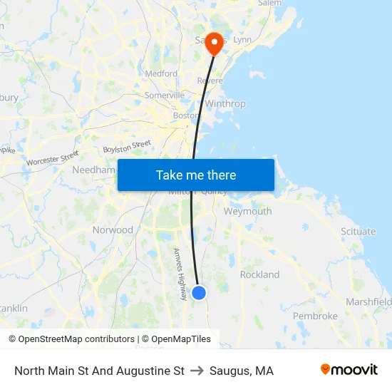 North Main St And Augustine St to Saugus, MA map
