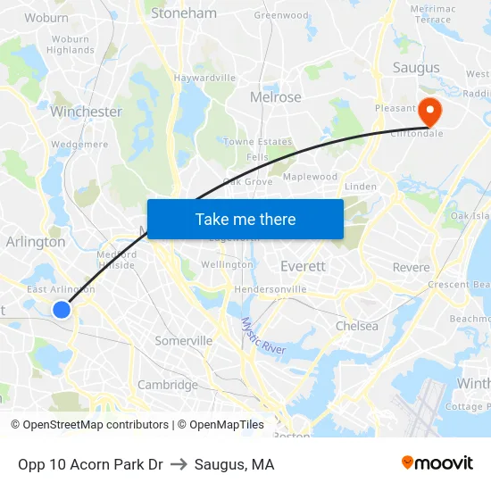 Opp 10 Acorn Park Dr to Saugus, MA map