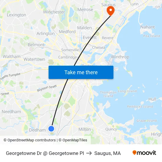 Georgetowne Dr @ Georgetowne Pl to Saugus, MA map