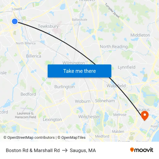 Boston Rd & Marshall Rd to Saugus, MA map
