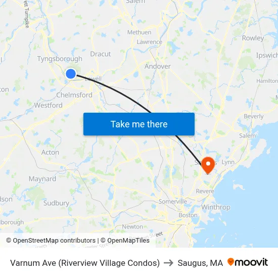 Varnum Ave (Riverview Village Condos) to Saugus, MA map