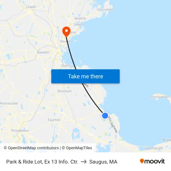 Park & Ride Lot, Ex 13 Info. Ctr. to Saugus, MA map