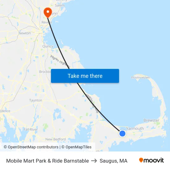 Mobile Mart Park & Ride Barnstable to Saugus, MA map