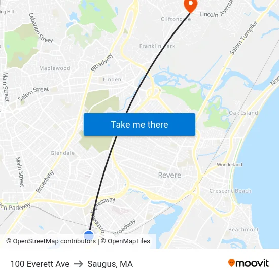 100 Everett Ave to Saugus, MA map