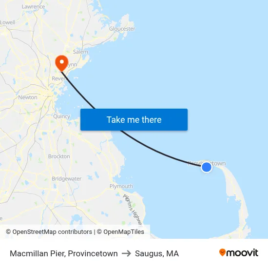Macmillan Pier, Provincetown to Saugus, MA map