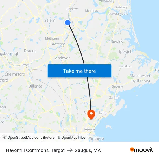 Haverhill Commons, Target to Saugus, MA map