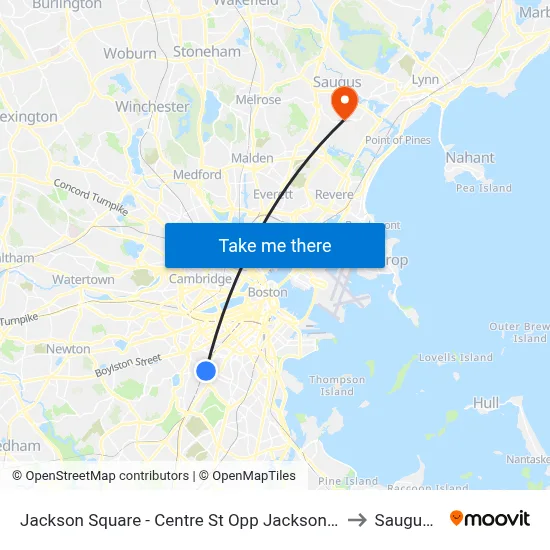 Jackson Square - Centre St Opp Jackson Square Busway to Saugus, MA map