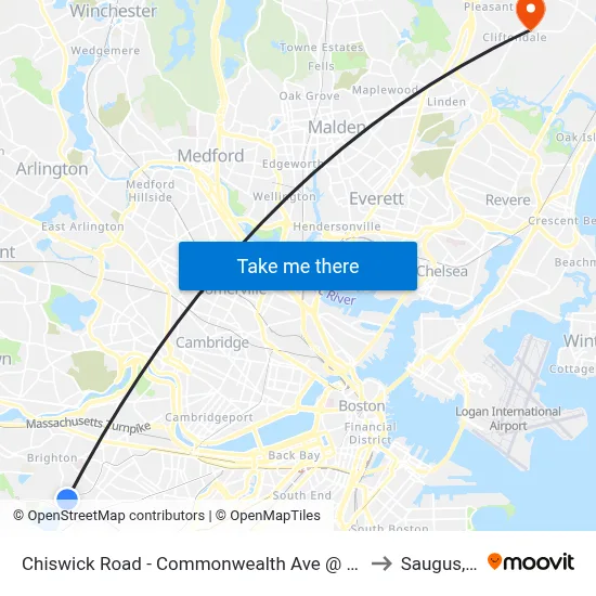 Chiswick Road - Commonwealth Ave @ Chiswick Rd to Saugus, MA map