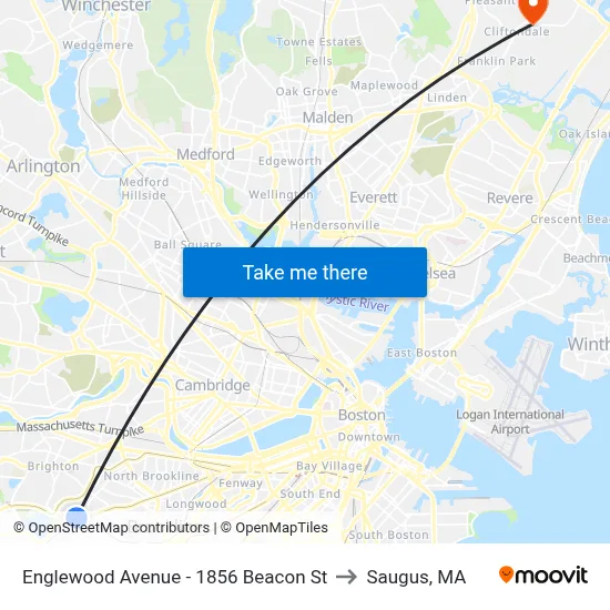 Englewood Avenue - 1856 Beacon St to Saugus, MA map