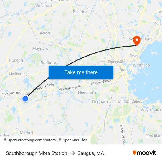 Southborough Mbta Station to Saugus, MA map