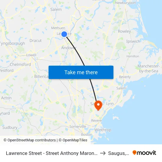 Lawrence Street - Street Anthony Maronite Church to Saugus, MA map