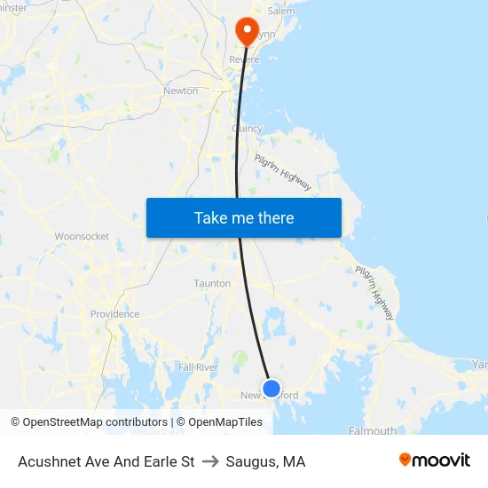 Acushnet Ave And Earle St to Saugus, MA map