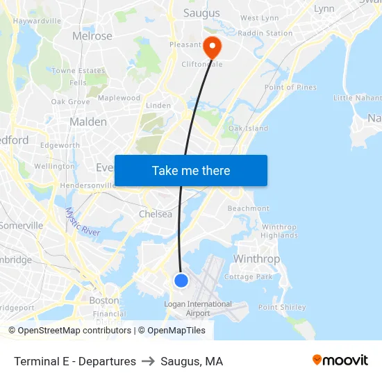 Terminal E - Departures to Saugus, MA map