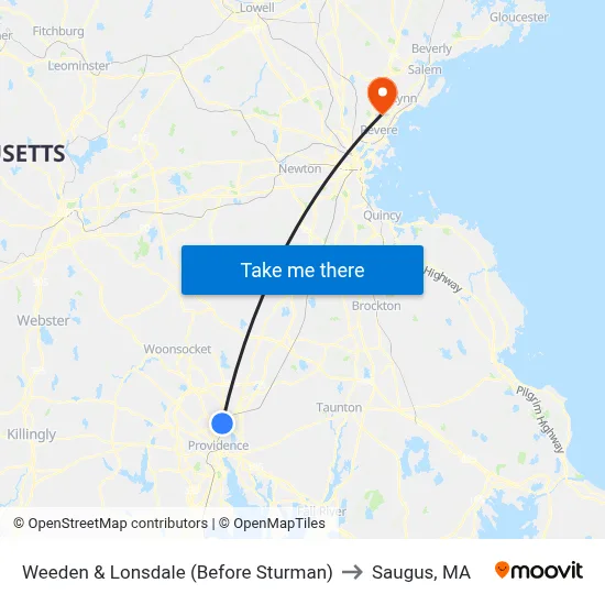 Weeden & Lonsdale (Before Sturman) to Saugus, MA map