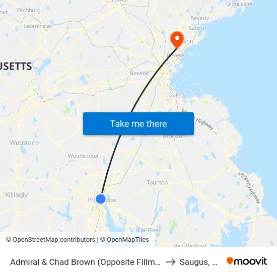 Admiral & Chad Brown (Opposite Fillmore) to Saugus, MA map