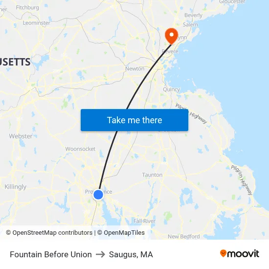 Fountain Before Union to Saugus, MA map